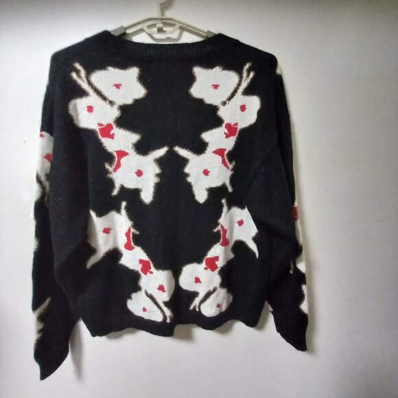 Cynthia Rowley Intrasia Womens Mohair Wool Blend Floral Cardigan Sweater L - Picture 3 of 16